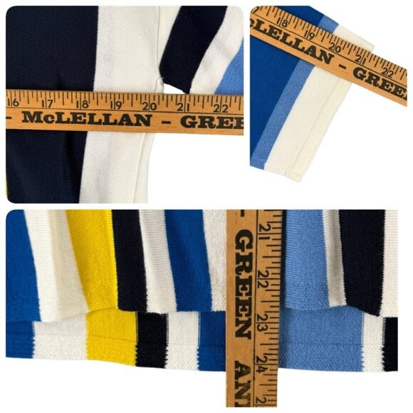 Ruby Rd. Womens PXL Cabana Club Striped Knit Top Yellow/Blue/White 3/4 Sleeve - Picture 9 of 9